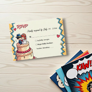 Retro Bride & Groom Pop Art Comic Style Wedding RSVP Card