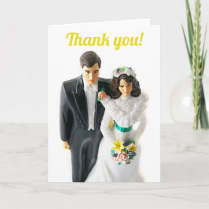 Retro Bride Groom Wedding Thank You Card