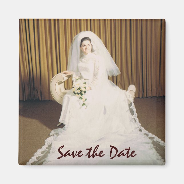 Retro Bride Save the Date Magnet (Front)