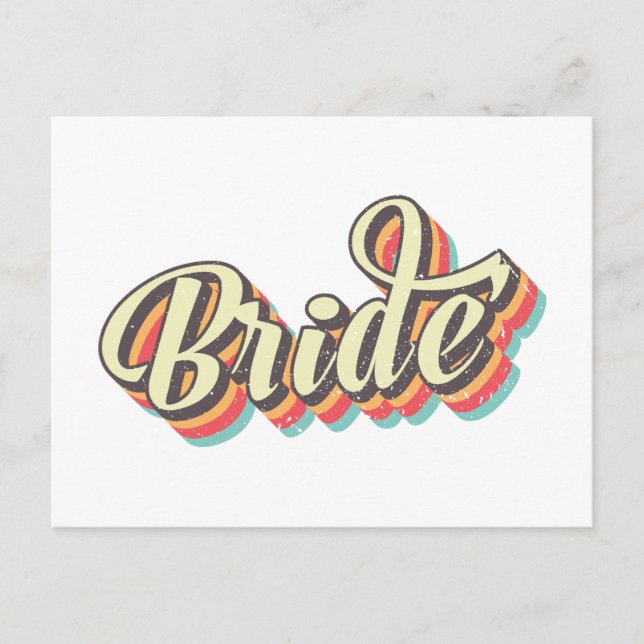 Retro Brides Babes, Bachelorette Bridal Party Gift Invitation Postcard (Front)