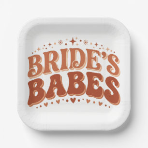 Retro Bride's Babes Terracotta Bachelorette Paper Plate