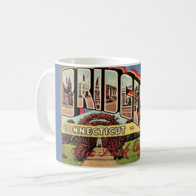 Retro Bridgeport CONN Postcard Mug (Front Left)