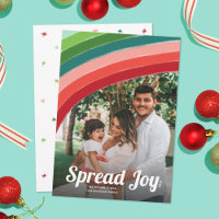 Retro Bright Colors Rainbow Christmas Photo
