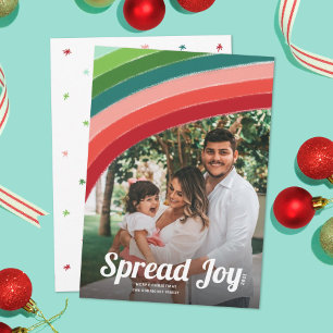 Retro Bright Colors Rainbow Christmas Photo Holiday Card