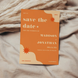 Retro Bright & Colourful Orange Wedding  Save The Date