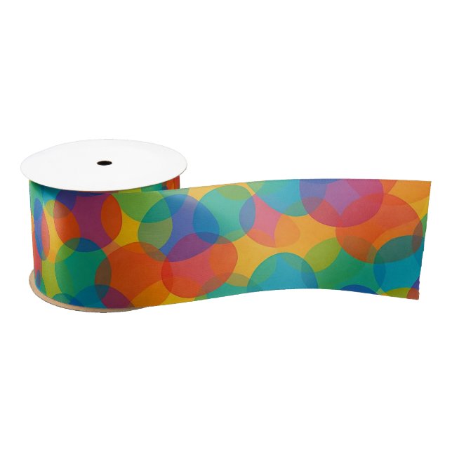 Retro Bright Colours Amorphous Shapes Art Pattern Satin Ribbon (Spool)