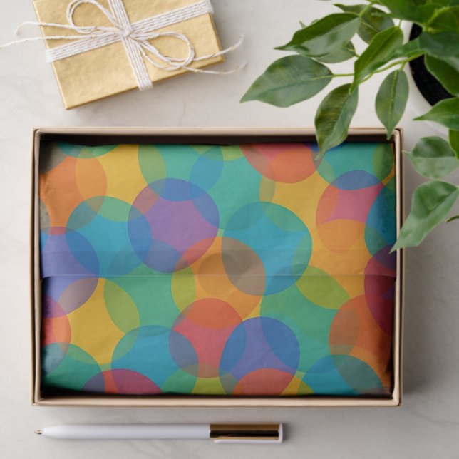 Retro Bright Colours Amorphous Shapes Art Pattern Tissue Paper (Gift)