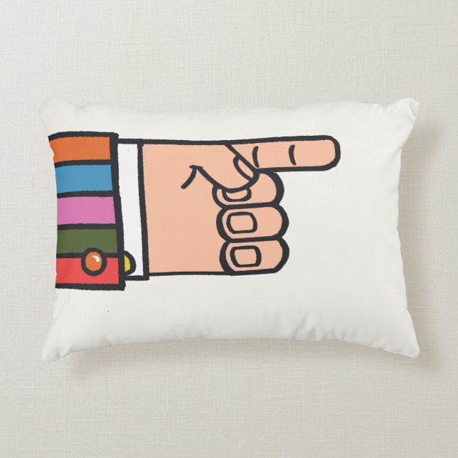 Retro Bright Fun Pointing Hand Pillow (Front)