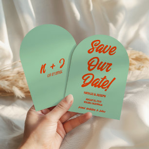 Retro Bright Funky Bold Arched Unique Wedding Save The Date