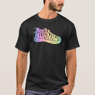 Retro Bright Rainbow Keep Running Runner Men Women T-Shirt
