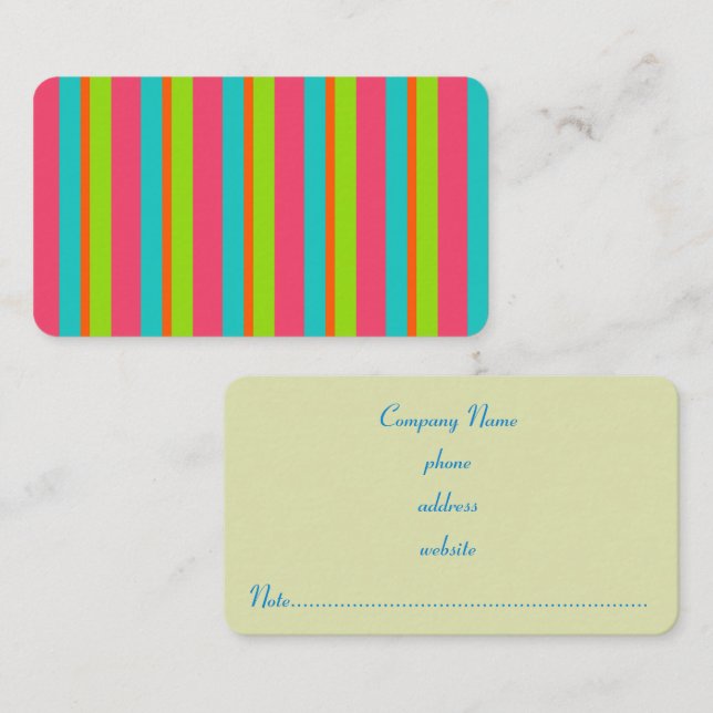 Retro Bright Stripes Business Card (Front/Back)