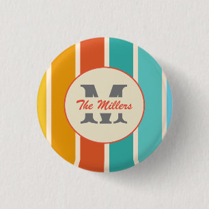 Retro Bright Summer Monogram  3 Cm Round Badge