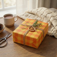 Retro Bright Summer Yellow Orange Preppy Plaid