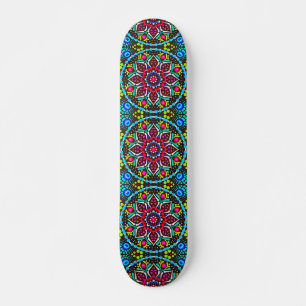 Retro Bright Tropical Floral Pattern Deck Skateboard