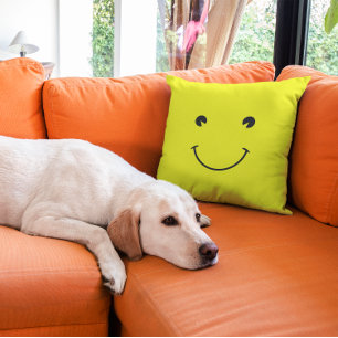 Retro Bright Yellow Smile Cushion
