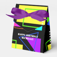 RETRO BRIGHTLY COLORED SHAPES PATTERN CUSTOM TEXT