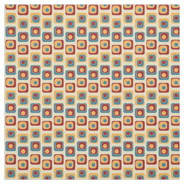 Retro Brightly Coloured Squares Fabric (Swatch)