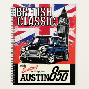 Retro British Classic Car Front Pop Art Planner