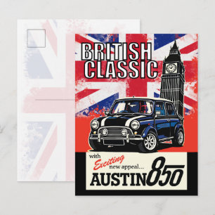 Retro British Classic Car Front Pop Art Postcard