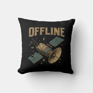 Retro Broken Satellite "OFFLINE" Space Art Cushion