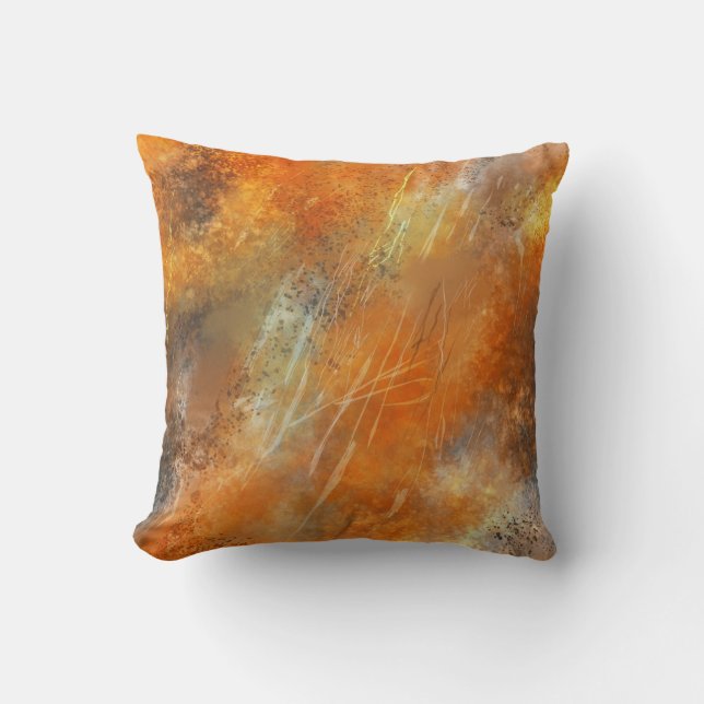 Retro Bronze Abstract Flames Cushion (Front)