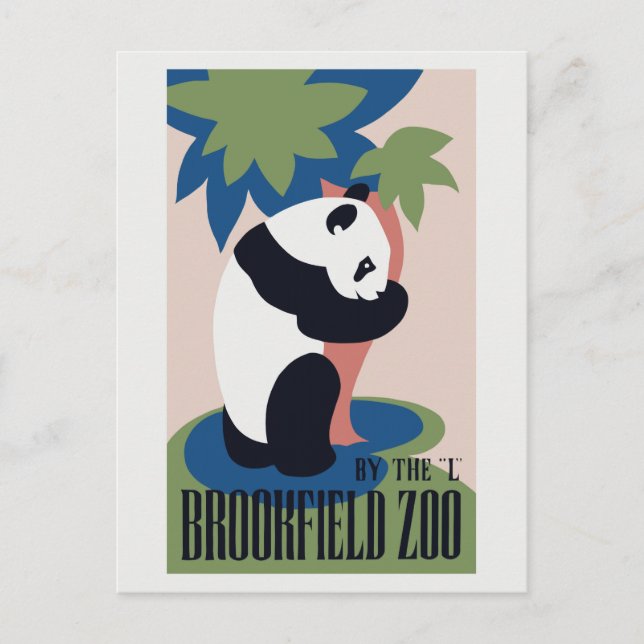 Retro Brookfield Zoo panda ad Postcard (Front)
