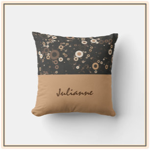Retro Brown and Beige Circle Pattern Cushion