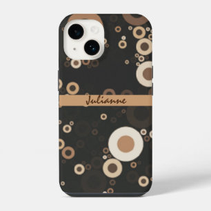 Retro Brown and Beige Circle Pattern iPhone 14 Case