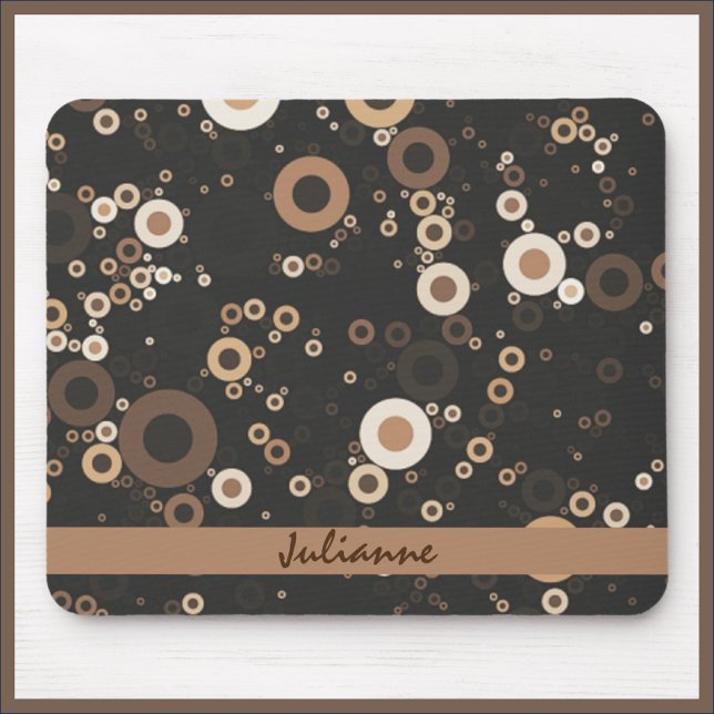 Retro Brown and Beige Circle Pattern   Mouse Pad (Creator Uploaded)