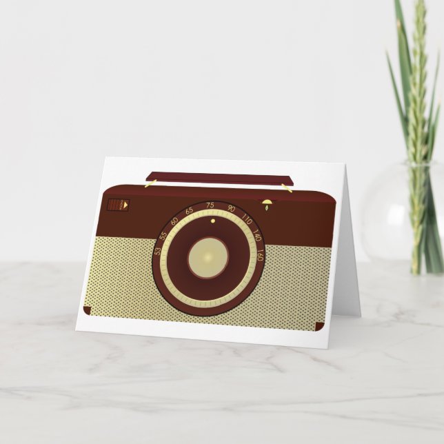 Retro Brown And Gold Antique Radio  Card (Front)