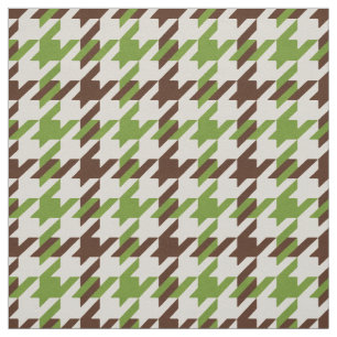 Retro brown and green houndstooth plaid pattern fabric
