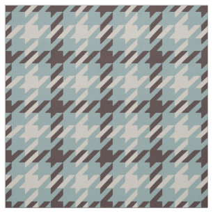 Retro brown and teal houndstooth plaid pattern fabric