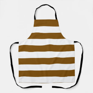 Retro Brown And White Stripes Chef  Apron