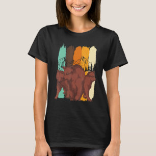 Retro Brown Bear Forest Animal Nature Trees Bear T-Shirt