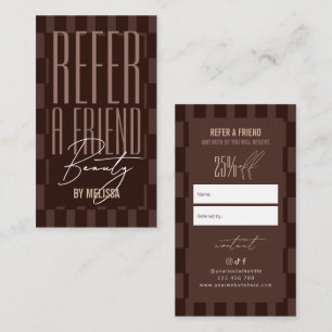 Retro Brown & Beige Groovy Refer a Friend Discount Referral Card