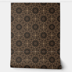   Retro Brown & Black Geometric Modern Classy Deco Wallpaper