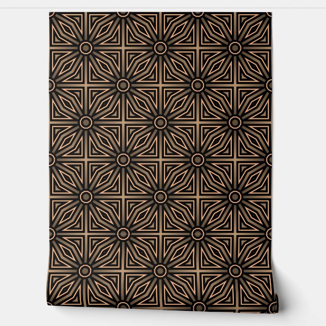   Retro Brown & Black Geometric Modern Classy Deco Wallpaper (Unrolling)