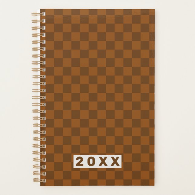 Retro Brown Checkerboard 2026 Planner (Front)