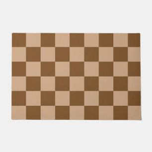 Retro Brown Checks Checkerboard Pattern  Doormat
