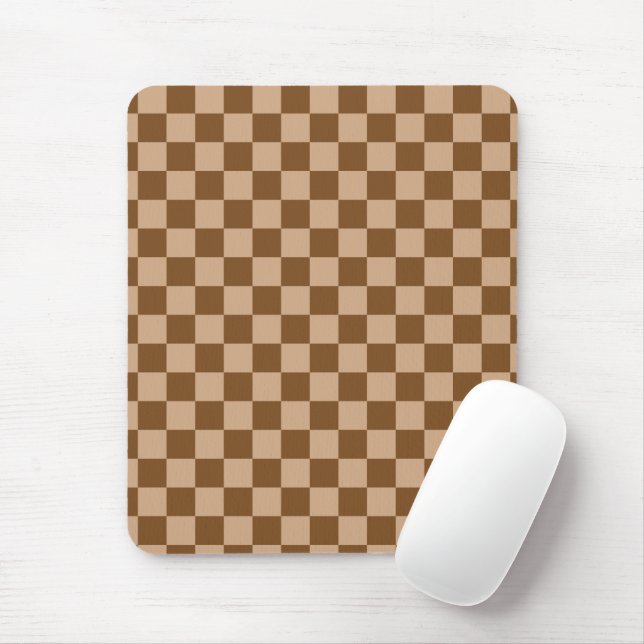 Retro Brown Chequered Mouse Pad (With Mouse)