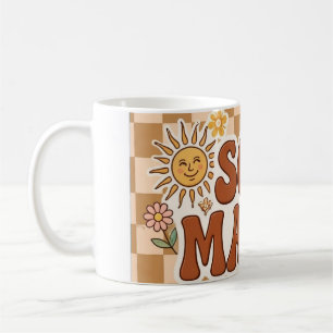 Retro Brown Chequered Soft Mama Background PNG - B Coffee Mug