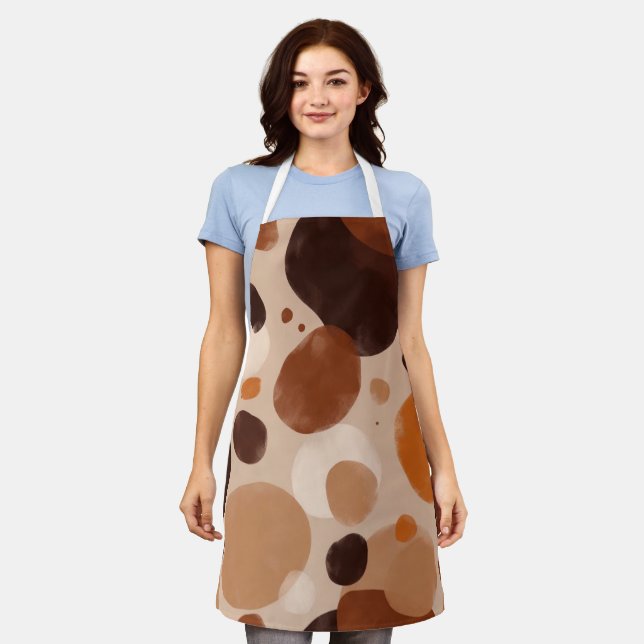 Retro Brown Dot Pattern All-Over Print Apron (Worn)