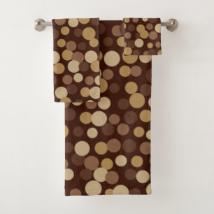 Retro Brown Dots Bathroom Towel Set