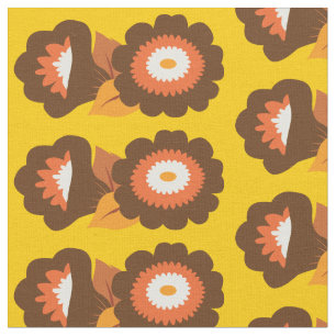 Retro Brown Flowers Fabric