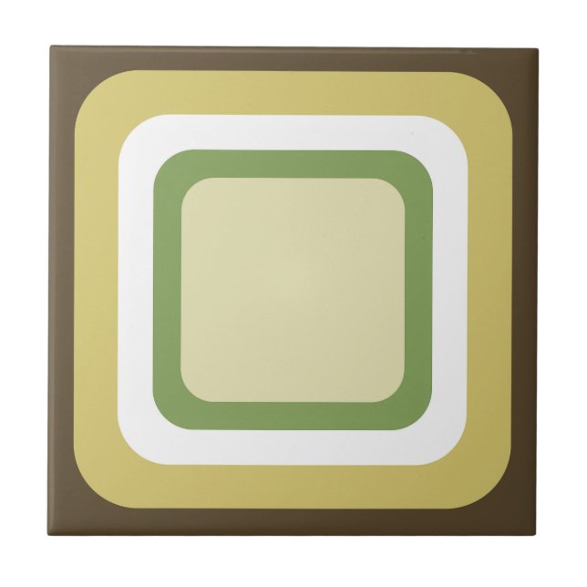 Retro Brown Green White Ceramic Tile (Front)