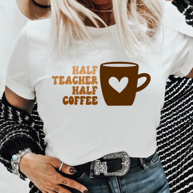 Retro Brown Half Teacher Half Coffee Women's  T-Shirt (Creator Uploaded)