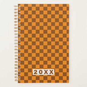 Retro Brown Orange Chequerboard Planner