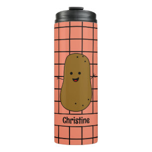 Retro, Brown Potato, Green Custom Thermal Tumbler