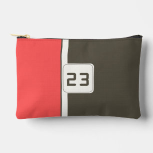 Retro Brown Red Racing Vertical Stripes Accessory Pouch