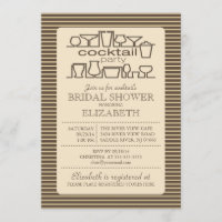 Retro Brown Tan Cocktail Party Bridal shower